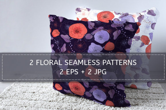 2 Mallow Flower Patterns and Vector Floral Seamless Patterns for Digital Design