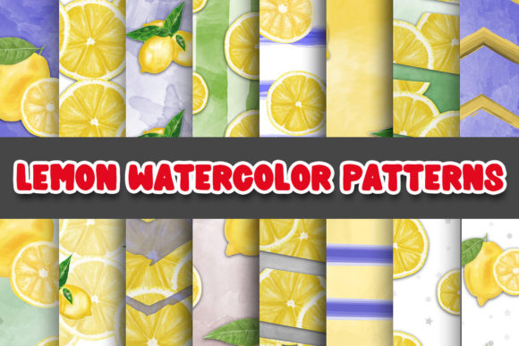 Lemon Watercolor Digital Papers Patterns: Versatile Decorative Assets for Creative Projects