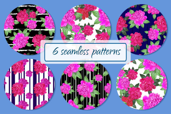 Pink Peony Seamless Patterns