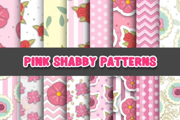 Pink Shabby Digital Papers Patterns