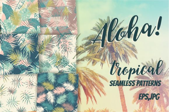 Set of Trendy Seamless Tropical Patterns: Versatile Design Resources for Modern Creatives