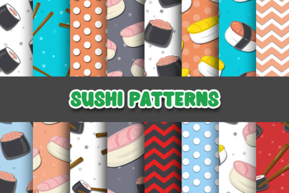 Sushi Digital Papers Patterns