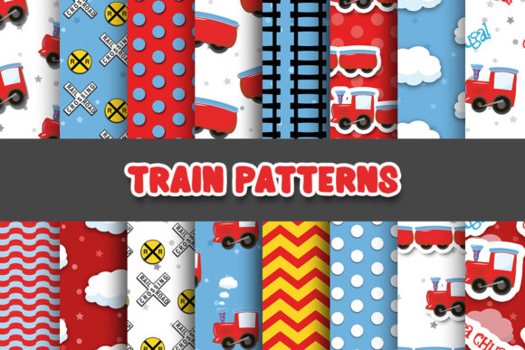 Train Digital Papers Patterns: 16 Creative Backgrounds